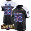 Men’s Buffalo Bills #58 Matt Milano Black White 2023 F.U.S.E. AFC East Champions With 4-star C Ptach Football Stitched Jersey