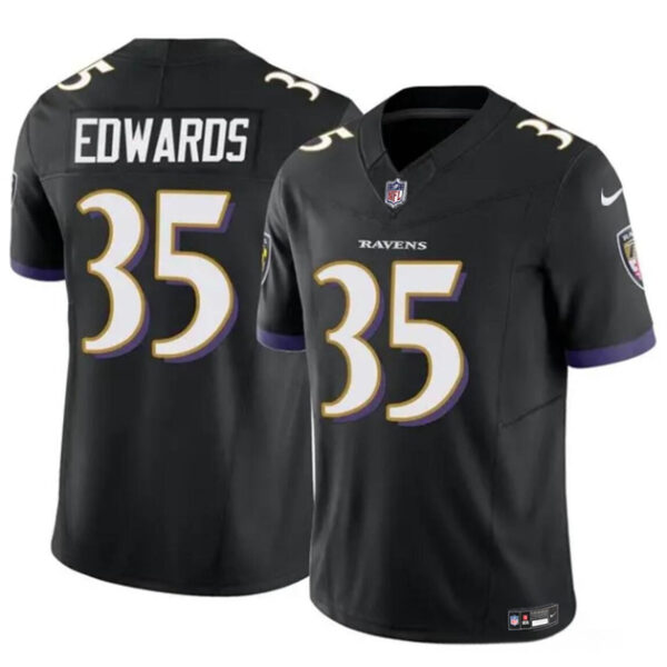 Men’s Baltimore Ravens #35 Gus Edwards Black 2023 F.U.S.E. Vapor Limited Football Stitched Jersey