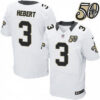 Men’s New Orleans Saints #3 Bobby Hebert White 50th Season Patch Stitched NFL Nike Elite Jersey