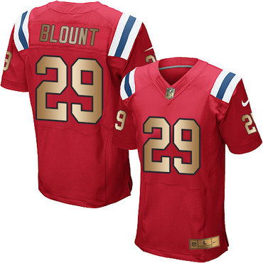 Nike Patriots #29 LeGarrette Blount Red Alternate Men’s Stitched NFL Elite Gold Jersey