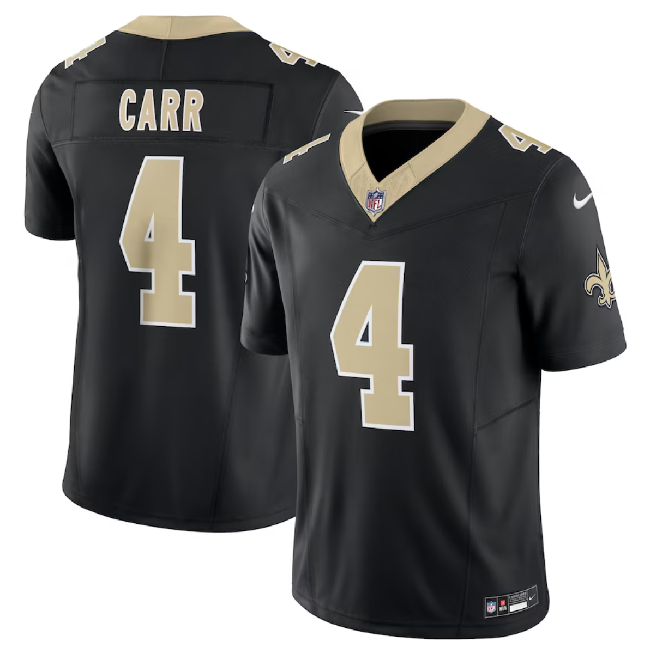 Men’s New Orleans Saints #4 Derek Carr Black 2023 F.U.S.E. Vapor Untouchable Limited Football Stitched Jersey