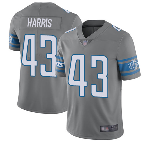 Lions #43 Will Harris Gray Men’s Stitched Football Limited Rush Jersey