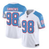 Men’s Tennessee Titans #98 Jeffery Simmons White Blue 2023 F.U.S.E. Vapor Limited Throwback Football Stitched Jersey