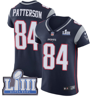#84 Elite Cordarrelle Patterson Navy Blue Nike NFL Home Men’s Jersey New England Patriots Vapor Untouchable Super Bowl LIII Bound