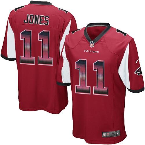 Nike Falcons #11 Julio Jones Red Team Color Men’s Stitched NFL Limited Strobe Jersey