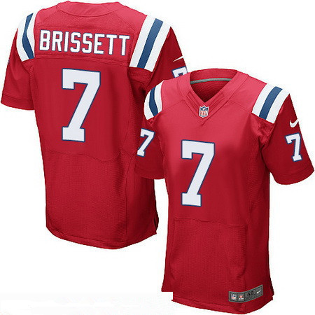 Men’s New England Patriots #7 Jacoby Brissett Red Alternate Stitched NFL Nike Elite Jersey