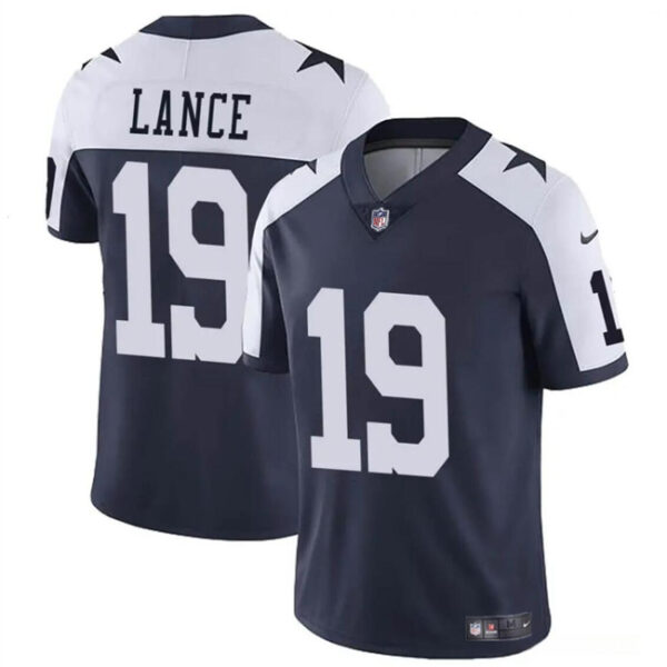Men’s Dallas Cowboys #19 Trey Lance Navy White Thanksgiving Vapor Untouchable Limited Football Stitched Jersey