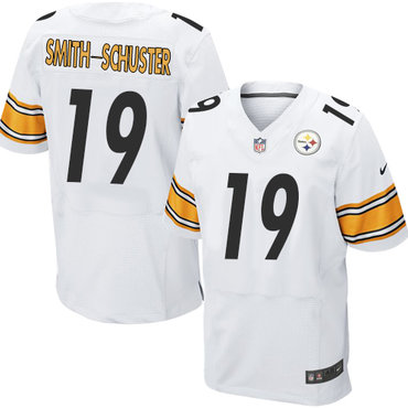 Nike Pittsburgh Steelers #19 JuJu Smith-Schuster White Men’s Stitched NFL Elite Jersey