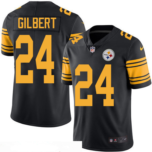Men’s Pittsburgh Steelers #24 Justin Gilbert Black 2016 Color Rush Stitched NFL Nike Limited Jersey