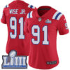 #91 Limited Deatrich Wise Jr Red Nike NFL Alternate Women’s Jersey New England Patriots Vapor Untouchable Super Bowl LIII Bound