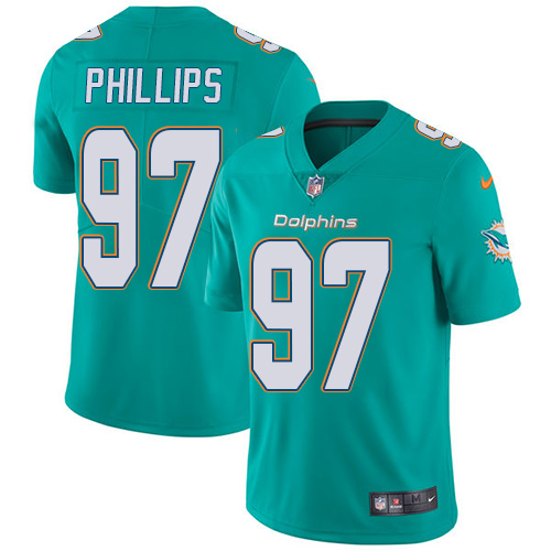 Nike Miami Dolphins #97 Jordan Phillips Aqua Green Team Color Men’s Stitched NFL Vapor Untouchable Limited Jersey