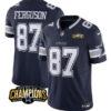 Men’s Dallas Cowboys #87 Jake Ferguson Navy 2023 F.U.S.E. NFC East Champions Patch Football Stitched Jersey