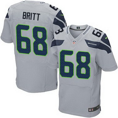 Men’s Seattle Seahawks #68 Justin Britt Gray Alternate NFL Nike Elite Jersey