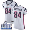 #84 Elite Cordarrelle Patterson White Nike NFL Road Men’s Jersey New England Patriots Vapor Untouchable Super Bowl LIII Bound