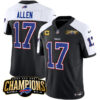 Men’s Buffalo Bills #17 Josh Allen Black White 2023 F.U.S.E. AFC East Champions With 4-star C Ptach Football Stitched Jersey
