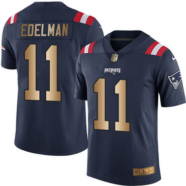 Nike Patriots #11 Julian Edelman Navy Blue Men’s Stitched NFL Limited Gold Rush Jersey
