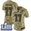 #77 Limited Trent Brown Camo Nike NFL Women’s Jersey New England Patriots 2018 Salute to Service Super Bowl LIII Bound