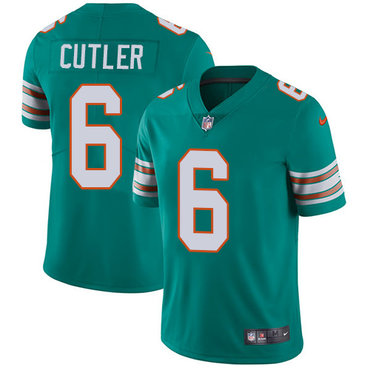 Nike Miami Dolphins #6 Jay Cutler Aqua Green Alternate Men’s Stitched NFL Vapor Untouchable Limited Jersey