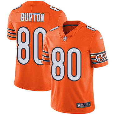 Nike Bears 80 Trey Burton Orange Men’s Stitched NFL Limited Rush Jersey
