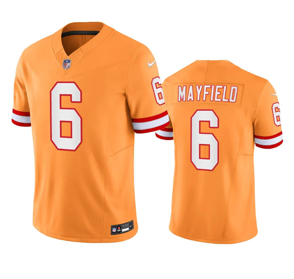 Men’s Tampa Bay Buccaneers #6 Baker Mayfield Orange Throwback Limited Stitched Jersey