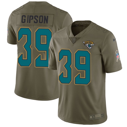 Nike Jaguars #39 Tashaun Gipson Olive Men’s Stitched NFL Limited 2017 Salute To Service Jersey