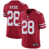 Nike San Francisco 49ers #28 Carlos Hyde Red Team Color Men’s Stitched NFL Vapor Untouchable Limited Jersey