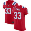Men’s Nike New England Patriots #33 Dion Lewis Red Alternate Stitched NFL Vapor Untouchable Elite Jersey