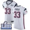 #33 Elite Kevin Faulk White Nike NFL Road Men’s Jersey New England Patriots Vapor Untouchable Super Bowl LIII Bound