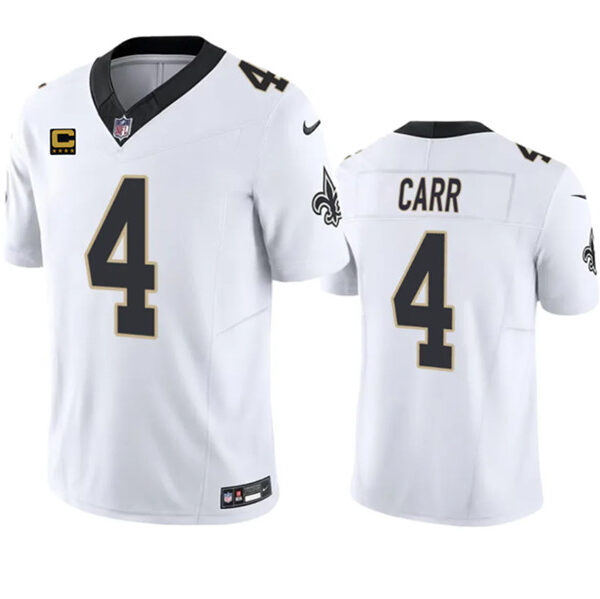 Men’s New Orleans Saints #4 Derek Carr White 2023 F.U.S.E. With 4-Star C Patch Vapor Untouchable Limited Football Stitched Jersey