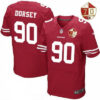 Men’s San Francisco 49ers #90 Glenn Dorsey Scarlet Red 70th Anniversary Patch Stitched NFL Nike Elite Jersey
