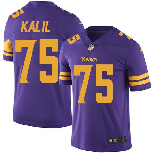 Nike Vikings #75 Matt Kalil Purple Men’s Stitched NFL Limited Rush Jersey