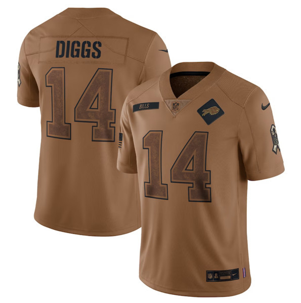 Men’s Buffalo Bills #14 Stefon Diggs 2023 Brown Salute To Service Limited Football Stitched Jersey