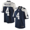 Men’s Dallas Cowboys #4 Dak Prescott Navy Blue Thanksgiving Alternate Stitched NFL Nike Game Jersey