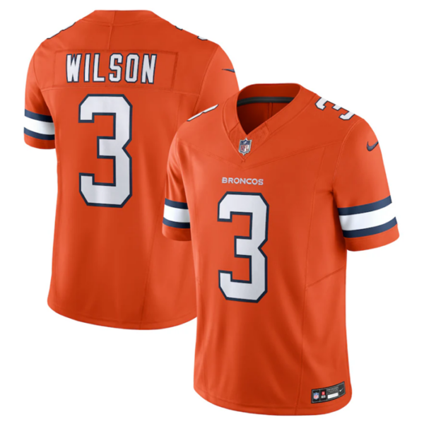 Men’s Denver Broncos #3 Russell Wilson Orange 2023 F.U.S.E. Vapor Untouchable Stitched Jersey