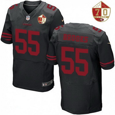 Men’s San Francisco 49ers #55 Ahmad Brooks Black Color Rush 70th Anniversary Patch Stitched NFL Nike Elite Jersey