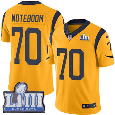 #70 Limited Joseph Noteboom Gold Nike NFL Men’s Jersey Los Angeles Rams Rush Vapor Untouchable Super Bowl LIII Bound
