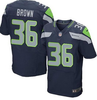 Men’s Seattle Seahawks #36 Bryce Brown Navy Blue Team Color NFL Nike Elite Jersey