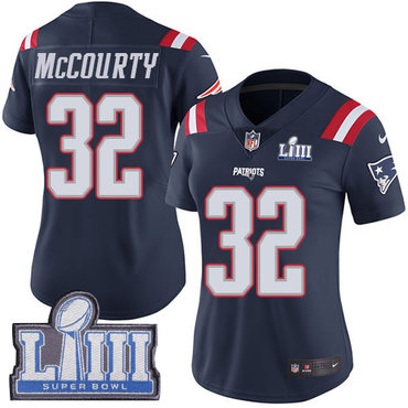 #32 Limited Devin McCourty Navy Blue Nike NFL Women’s Jersey New England Patriots Rush Vapor Untouchable Super Bowl LIII Bound
