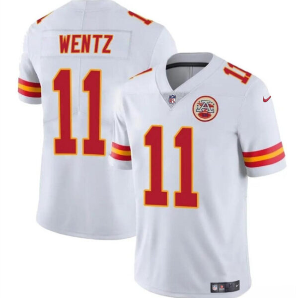 Men’s Kansas City Chiefs #11 Carson Wentz White Vapor Untouchable Limited Football Stitched Jersey
