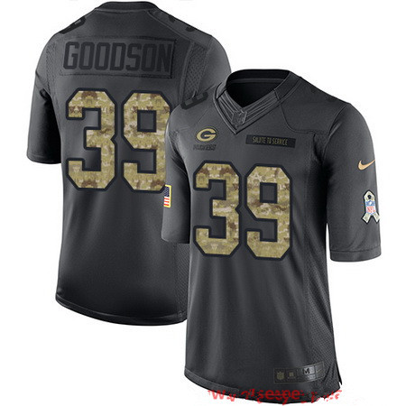 Men’s Green Bay Packers #39 Demetri Goodson Black Anthracite 2016 Salute To Service Stitched NFL Nike Limited Jersey