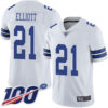 Cowboys #21 Ezekiel Elliott White Men’s Stitched Football 100th Season Vapor Limited Jersey