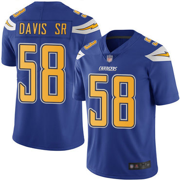 Chargers #58 Thomas Davis Sr Electric Blue Men’s Stitched Football Limited Rush Jersey
