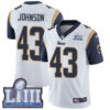 #43 Limited John Johnson White Nike NFL Road Men’s Jersey Los Angeles Rams Vapor Untouchable Super Bowl LIII Bound