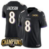 Men’s Baltimore Ravens #8 Lamar Jackson Black 2023 F.U.S.E. AFC North Champions Vapor Limited Football Stitched Jersey