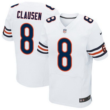 Men’s Chicago Bears #8 Jimmy Clausen White Road NFL Nike Elite Jersey