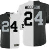 Men’s Oakland Raiders #24 Charles Woodson Black With White Two Tone Elite Jersey