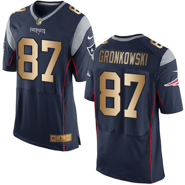 Nike Patriots #87 Rob Gronkowski Navy Blue Team Color Men’s Stitched NFL New Elite Gold Jersey