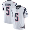 Men’s Nike New England Patriots #5 Danny Etling White Road Vapor Untouchable Limited Jersey