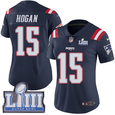 Women’s New England Patriots #15 Chris Hogan Navy Blue Nike NFL Rush Vapor Untouchable Super Bowl LIII Bound Limited Jersey
