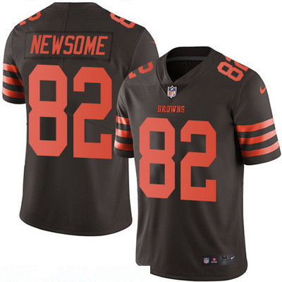 Men’s Cleveland Browns #82 Ozzie Newsome Brown 2016 Color Rush Stitched NFL Nike Limited Jersey
